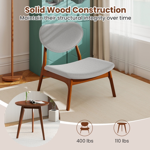 Gymax Accent Chairs Set of 2 w/ Side Table Living Room Chairs w/ Solid Wood Frame