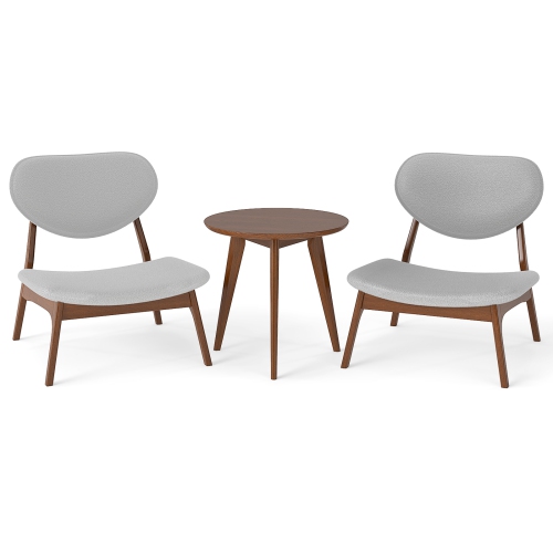 Gymax Accent Chairs Set of 2 w/ Side Table Living Room Chairs w/ Solid Wood Frame