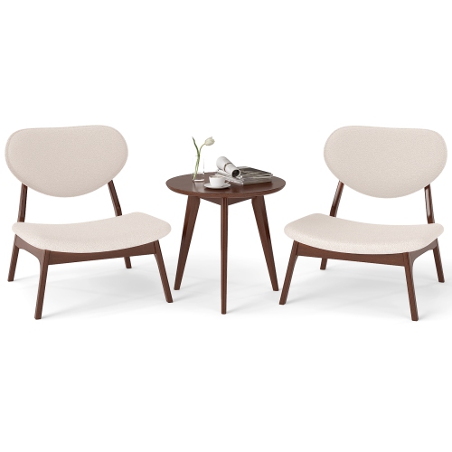 Gymax Accent Chairs Set of 2 w/ Side Table Living Room Chairs w/ Solid Wood Frame