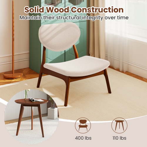 Gymax Accent Chairs Set of 2 w/ Side Table Living Room Chairs w/ Solid Wood Frame