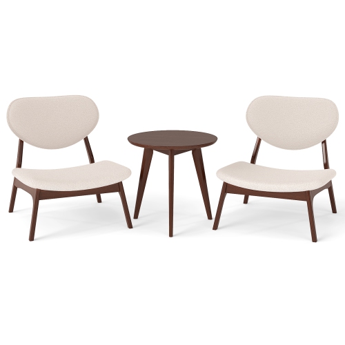 Gymax Accent Chairs Set of 2 w/ Side Table Living Room Chairs w/ Solid Wood Frame