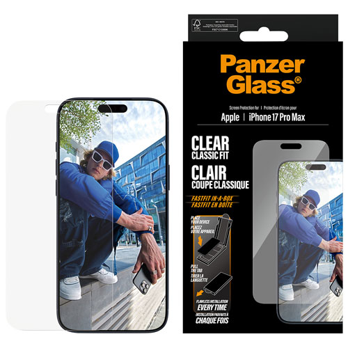 Protecteur d'écran en verre transparent à ajustement classique de PanzerGlass pour iPhone 17 Pro Max