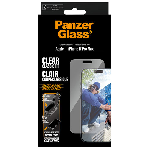 Protecteur d'écran en verre transparent à ajustement classique de PanzerGlass pour iPhone 17 Pro Max