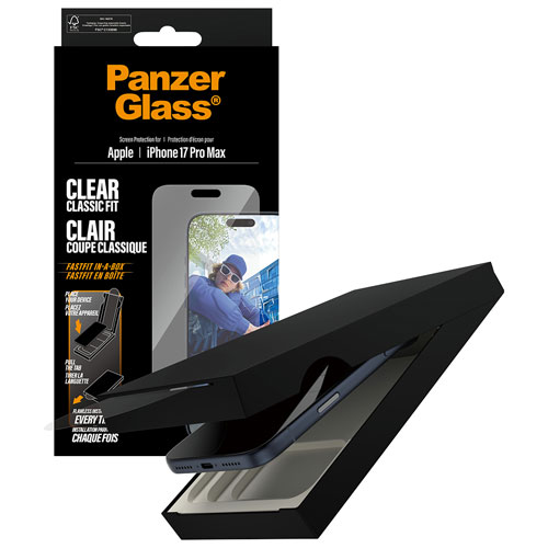 Protecteur d'écran en verre transparent à ajustement classique de PanzerGlass pour iPhone 17 Pro Max