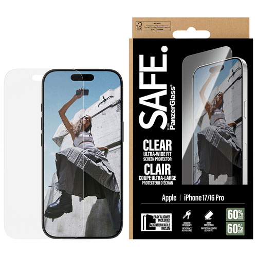 Protecteur d'écran en verre ultralarge SAFE de PanzerGlass pour iPhone 17/16 Pro