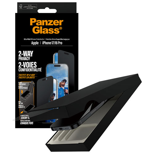 Protecteur d'écran en verre de confidentialité double sens de PanzerGlass pour iPhone 17/16 Pro