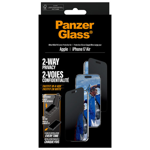Protecteur d'écran en verre de confidentialité double sens de PanzerGlass pour iPhone Air
