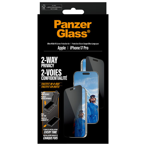 Protecteur d'écran en verre de confidentialité double sens de PanzerGlass pour iPhone 17 Pro