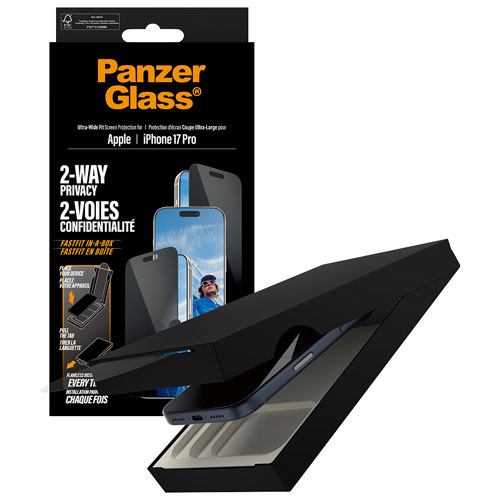Protecteur d'écran en verre de confidentialité double sens de PanzerGlass pour iPhone 17 Pro