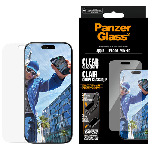 PanzerGlass Clear Classic-Fit Glass Screen Protector for iPhone 17/16 Pro