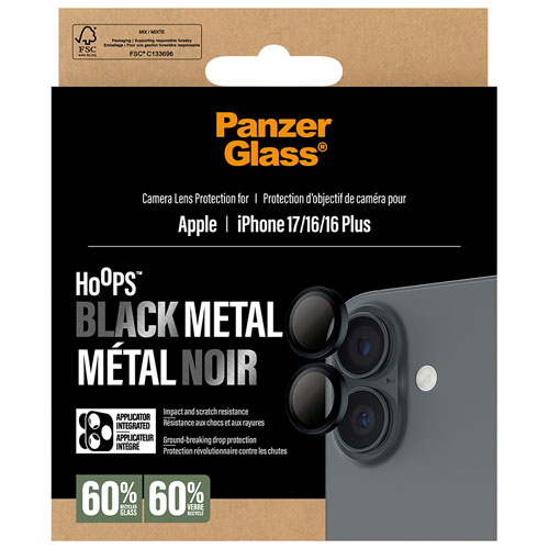 Protecteur d'objectif en métal noir Hoops de PanzerGlass pour iPhone 17
