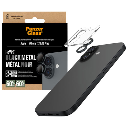 Protecteur d'objectif en métal noir Hoops de PanzerGlass pour iPhone 17