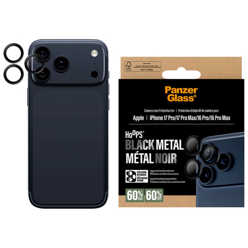 PanzerGlass Hoops Black Metal Camera Lens Protector for iPhone 17 Pro/17 Pro Max/16 Pro/16 Pro Max