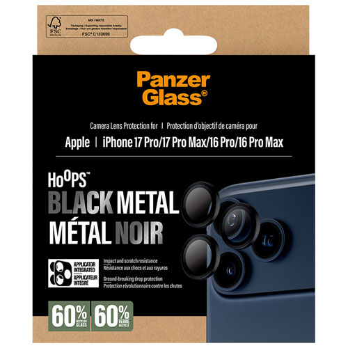 PanzerGlass Hoops Black Metal Camera Lens Protector for iPhone 17 Pro/17 Pro Max/16 Pro/16 Pro Max