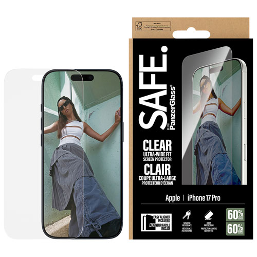 Protecteur d'écran en verre ultralarge SAFE de PanzerGlass pour iPhone 17 Pro