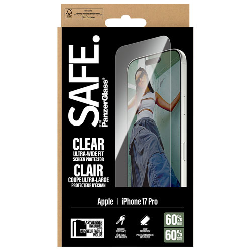 Protecteur d'écran en verre ultralarge SAFE de PanzerGlass pour iPhone 17 Pro