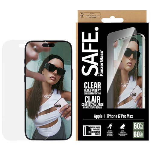 Protecteur d'écran en verre ultralarge SAFE de PanzerGlass pour iPhone 17 Pro Max