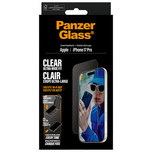 Protecteur d'écran en verre ultralarge de PanzerGlass pour iPhone 17 Pro