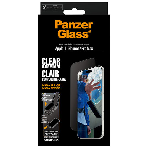 Protecteur d'écran en verre ultralarge de PanzerGlass pour iPhone 17 Pro Max