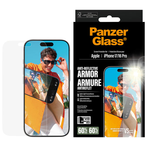 Protecteur d'écran en verre antireflet de PanzerGlass pour iPhone 17/16 Pro