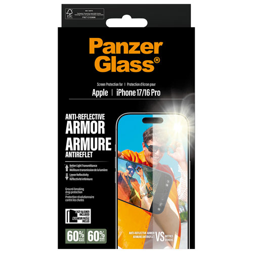 Protecteur d'écran en verre antireflet de PanzerGlass pour iPhone 17/16 Pro