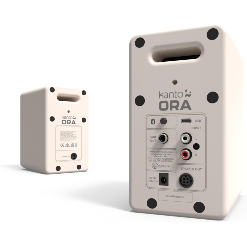 Kanto ORA 100W Powered Reference Desktop Speakers with Bluetooth and USB-C - Cream, Pair