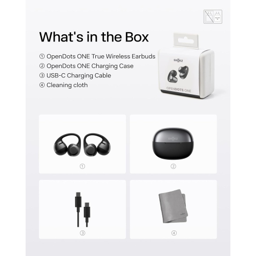 Brand New - Shokz OpenDots One - Ear True Wireless Earbuds - Black