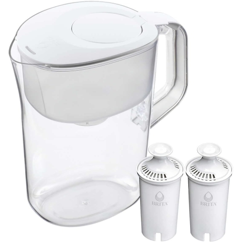 Grand pichet à filtre à eau de 10&nbsp;tasses Brita avec rappel de filtre d'éclairage intelligent et 2 filtres standard, blanc