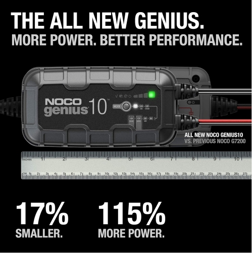 NOCO GENIUS10: 10A 6V/12V Smart Battery Charger – Automatic Maintainer, Trickle Charger & Desulfator with Overcharge Protection & Temperature
