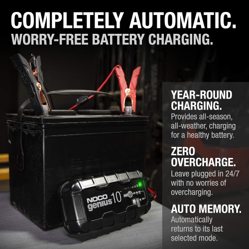 NOCO GENIUS10: 10A 6V/12V Smart Battery Charger – Automatic Maintainer, Trickle Charger & Desulfator with Overcharge Protection & Temperature
