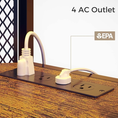 BoldDeco TV Stand with Mount and Power Outlet, Swivel TV Stand Mount with LED Lights for 45–70 Inch TVs, Rustic Brown Entertainment Center with