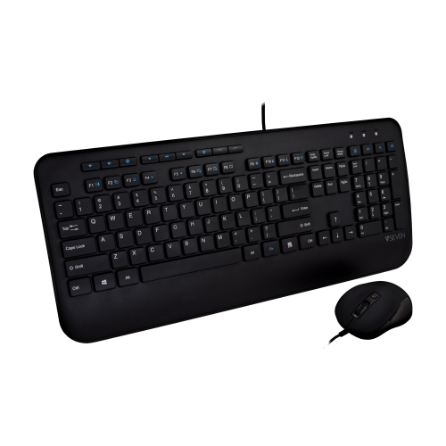 Wired Keyboard and Mouse Combo, Full-Sized Ergonomic Computer Keyboard with Palm Rest and Optical Wired Mouse for Windows, Mac OS Desktop/Laptop/PC