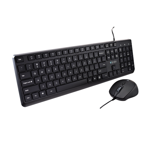 V7 USB Wired Keyboard and Mouse Combo Bundle - Simple & Easy to Use Ultra Slim Keyboard Mouse Combo - Plug & Play