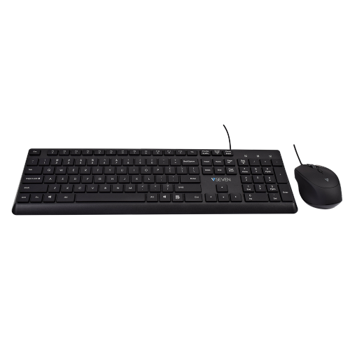 V7 USB Wired Keyboard and Mouse Combo Bundle - Simple & Easy to Use Ultra Slim Keyboard Mouse Combo - Plug & Play