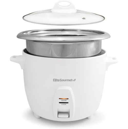 Elite Gourmet ERC-2020 Electric Rice Cooker with Stainless Steel Inner Pot Makes Soups, Stews, Grains, Cereals, Keep Warm Feature, 20 Cups Cooked,