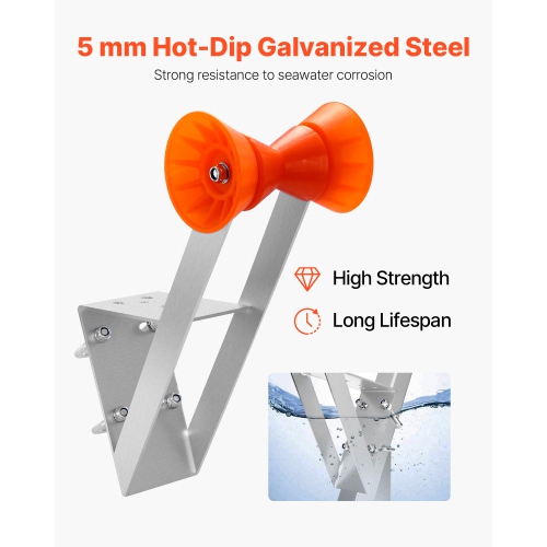 VEVOR Boat Trailer Winch Stand, 2 to 3-inch Winch Posts, Boat Trailer Winch Seat with TPU Orange Roller & U-Bolts, Suitable for Jet Ski, Sailboat,