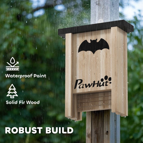 PawHut Bat Boxes, Pack of 3 Wooden Bat Houses for Outdoor, Garden, Farm, Easy for Bat to Land and Roost, Designed to Attract Bats & Easy to Hang, 18
