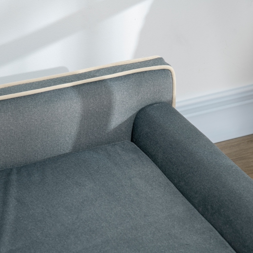 PawHut Dog Sofa, 39" Cat Couch with Removable Cushion, Washable Cover, Wooden Legs, Elevated Pet Cat Sofa for Medium & Large Dogs, Dark Grey