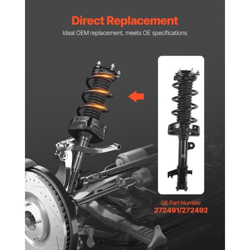 VEVOR 2Pcs Front Shock Absorber Strut Assembly, Shock and Strut Assembly with Coil Spring, Compatible with 2007-2014 Honda CR-V, Automotive