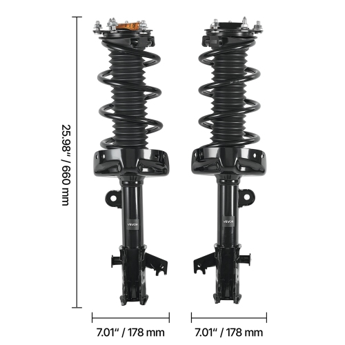 VEVOR 2Pcs Front Shock Absorber Strut Assembly, Shock and Strut Assembly with Coil Spring, Compatible with 2007-2014 Honda CR-V, Automotive