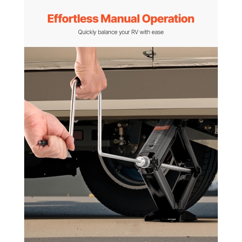 VEVOR 6500 lbs RV Scissor Jacks, 4-23.4 in RV Stabilizer Leveling Scissor Jacks, Set of 2, Heavy Duty Stabilizer Jack with Crank Handle, Socket and