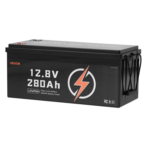 VEVOR 2 Pack 12V 280Ah LiFePO4 Battery, Up to 15000 Cycles, Deep Cycle Lithium Iron Phosphate Battery with Built-in BMS, Low Temp Protection, 10