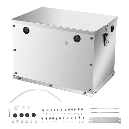 VEVOR Group 24/31 Battery Box, Trolling Motor Battery Box, Marine Batteries Case with Handles and Rubber-Grommet Cable Holes, Aluminum Alloy Shell