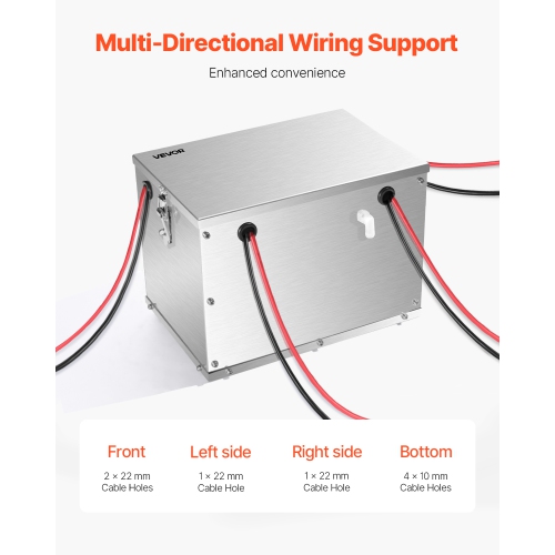 VEVOR Group 24/31 Battery Box, Trolling Motor Battery Box, Marine Batteries Case with Handles and Rubber-Grommet Cable Holes, Aluminum Alloy Shell