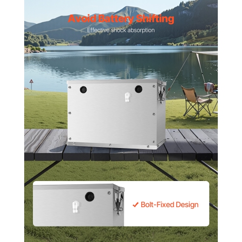 VEVOR Group 24/31 Battery Box, Trolling Motor Battery Box, Marine Batteries Case with Handles and Rubber-Grommet Cable Holes, Aluminum Alloy Shell