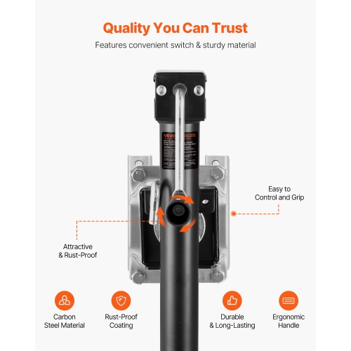 VEVOR 2500 lbs Load Trailer Jack, Heavy Duty Swivel Bolt-on Trailer Jack with Ergonomic Handle, 15-inch Vertical Travel, Suitable for RV, Horse,