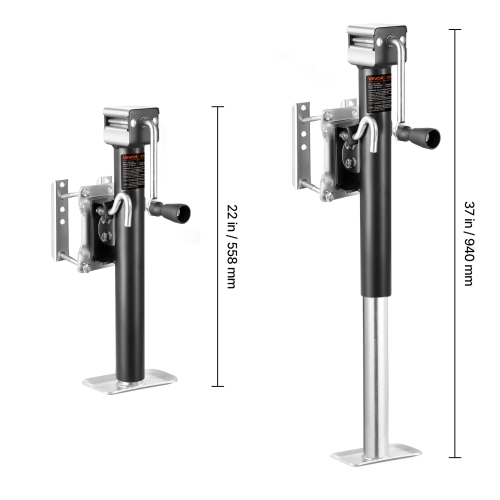 VEVOR 2500 lbs Load Trailer Jack, Heavy Duty Swivel Bolt-on Trailer Jack with Ergonomic Handle, 15-inch Vertical Travel, Suitable for RV, Horse,