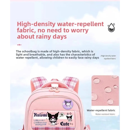 Cartoon Sanrio Kuromi student schoolbag large capacity grade 23 to 6th grade ridge protection children burden reduction Spinal Protection backpack -
