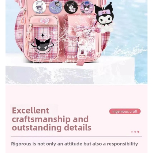 Cartoon Sanrio Kuromi student schoolbag large capacity grade 23 to 6th grade ridge protection children burden reduction Spinal Protection backpack -