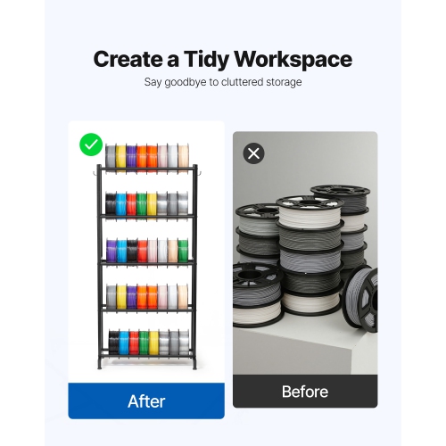 VEVOR 3D Printer Filament Storage Rack, 5 Tier Heavy Duty Storage Shelves for 3D Printing Filaments, Filament Spool Holders Racks for 3D Printing